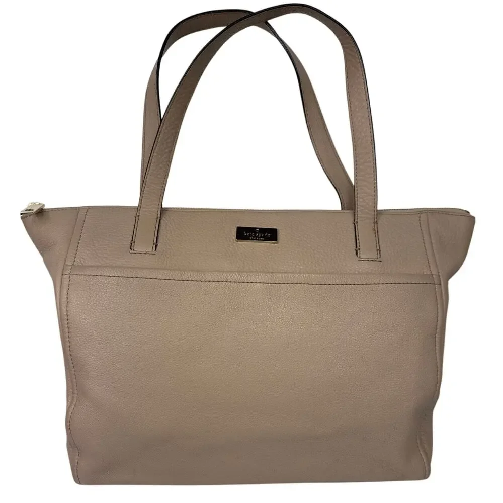 Kate Spade New York Large Leather Shoulder Bag, Light Tan or Beige
